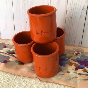 (4) La Fermière Yogurt Pots HTF Orange